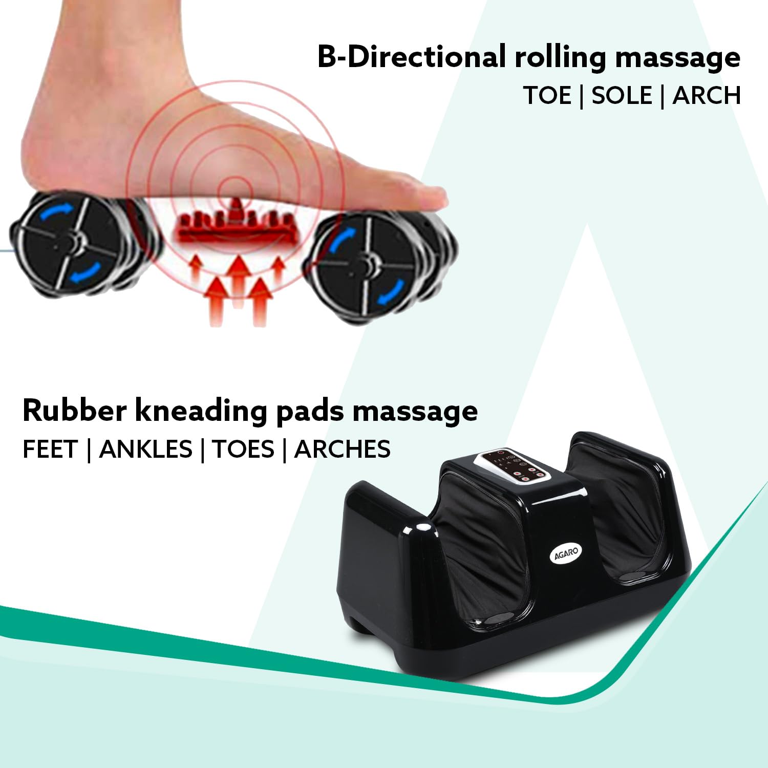AGARO Square Shiatsu Foot Massager with Kneading Function for Muscle Relief & improving Blood Circulation, Corded Electric, Black 2