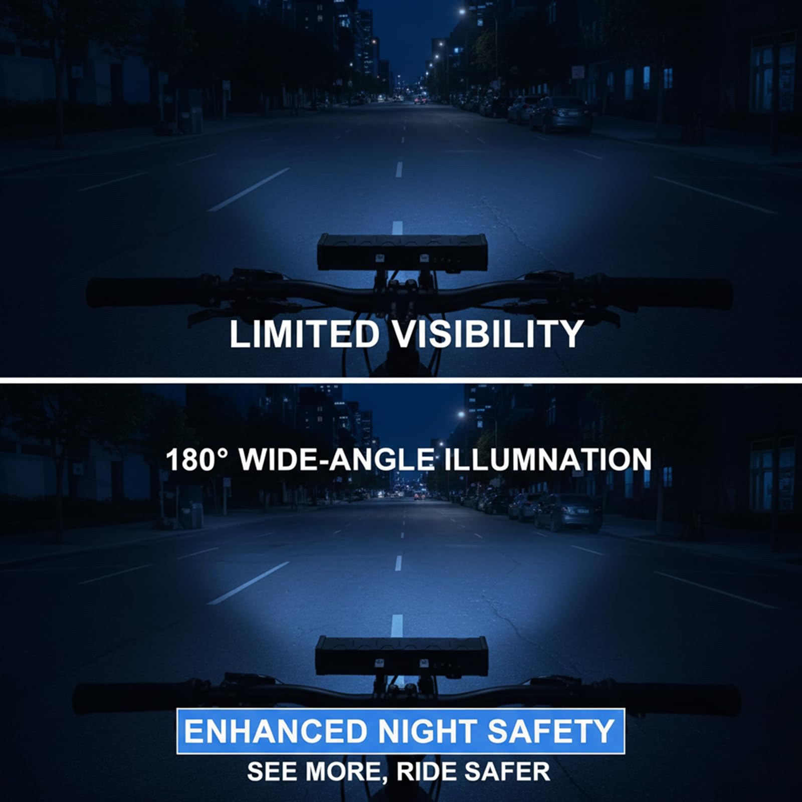 Luz Delantera para Bicicleta Superbrillante, 4800 Lúmenes, con 17 LED, Pantalla Digital De Potencia, Recargable por USB, para Ciclismo De Carretera, MTB Todoterreno Y Desplazamientos Urbanos
