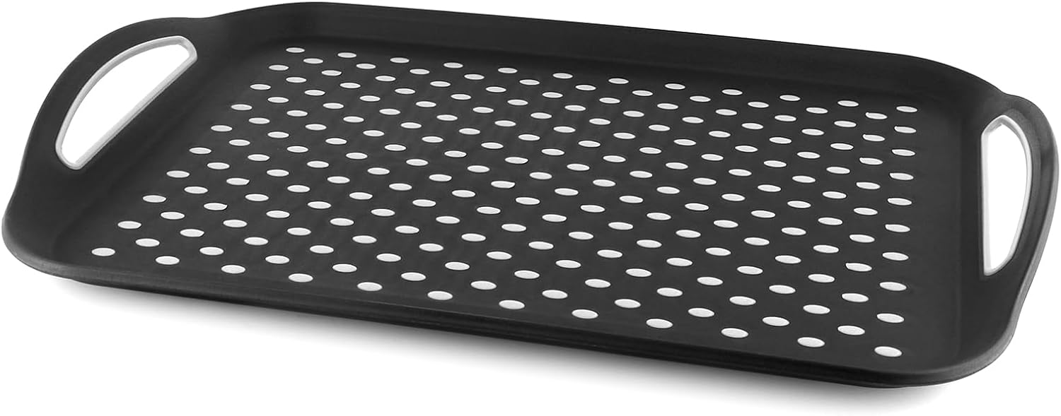 MDLUU Large Non-Slip Serving Tray with Handles, Food Serving Platter, Set of 2, Black - Image 2