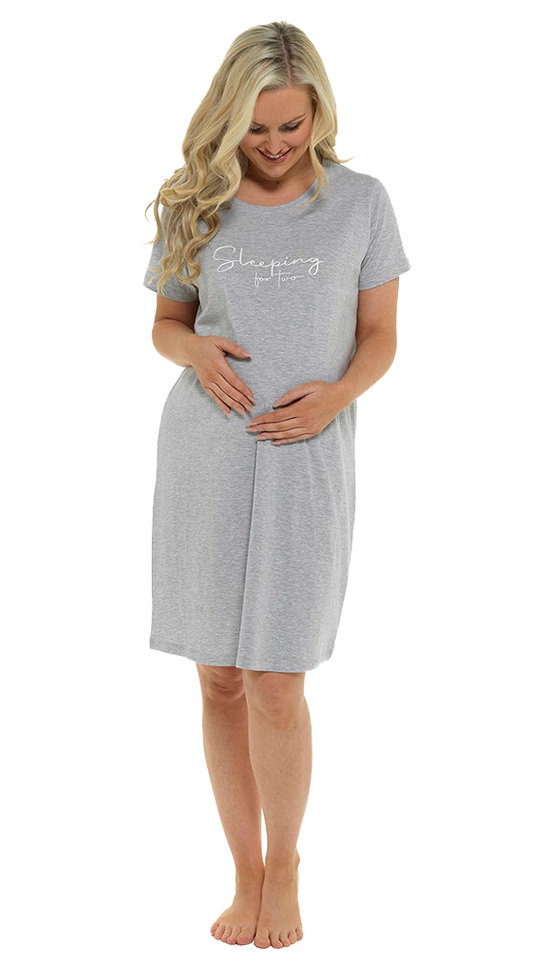 Nikaro Women's Maternity Nursing Nightdress Super Soft Short Sleeve Nightie (16-18) Plain Grey