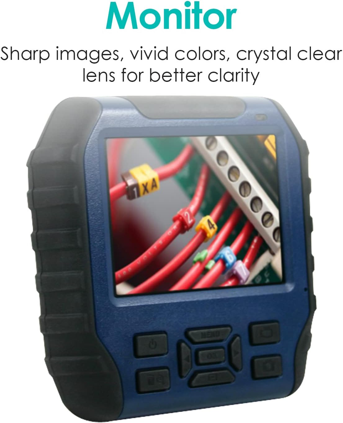 Close-up of the Whistler WIC-5200 monitor displaying a clear image of electrical wires