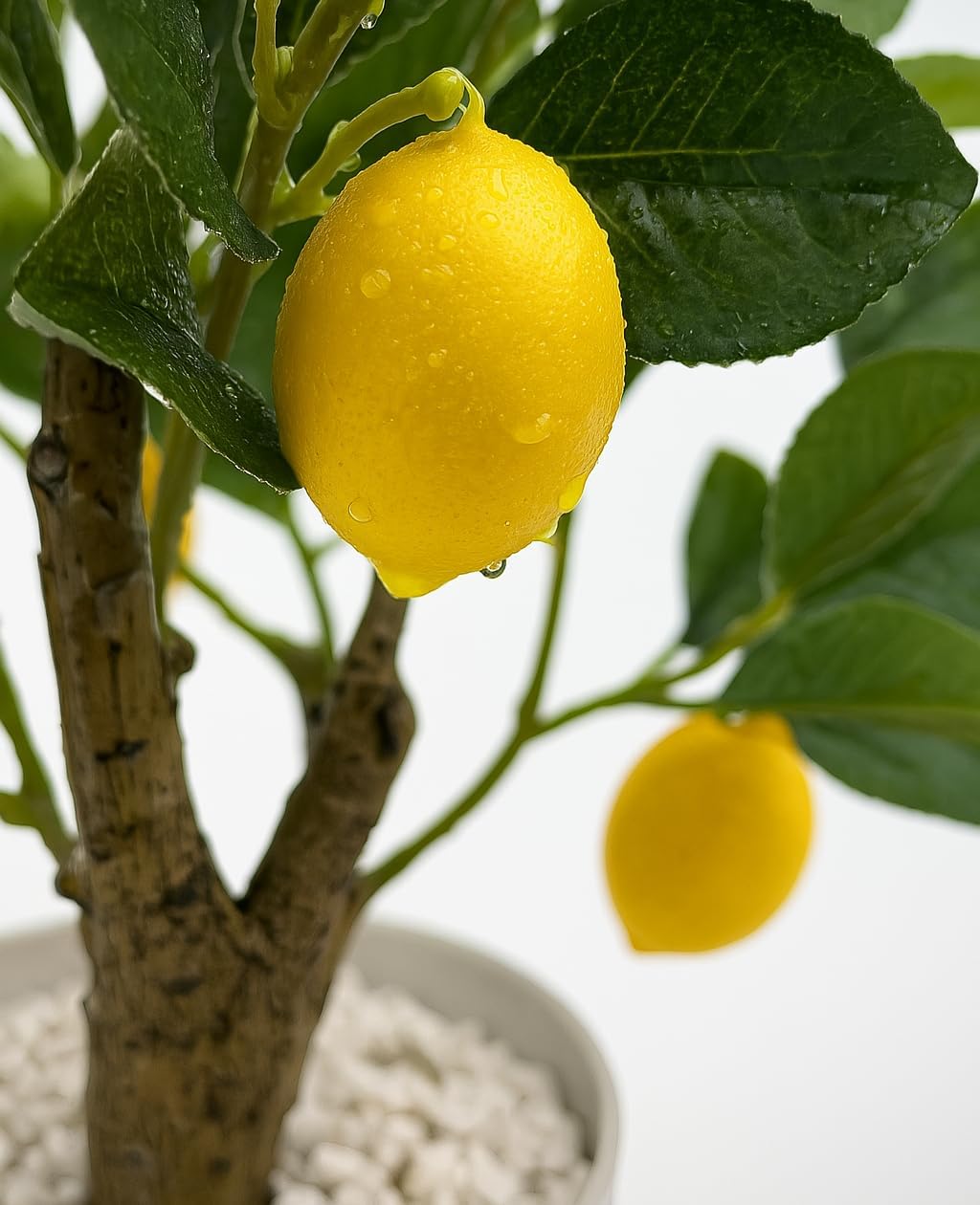 AceList Artificial Lemon Tree with White Pot, 18” Faux Citrus Plant for Kitchen, Bathroom, Office or Shelf Decor, Vibrant Year-Round Home Accent Gift