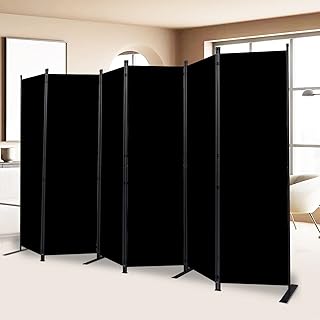 Room Divider and Folding Privacy Screens 6 Panel, 11 Ft Wide Room Partitions Dividers, Portable Room Divider Screen for Room Separtition, Folding Wall Dividers for Rooms, Office, Bedroom, Studio Black