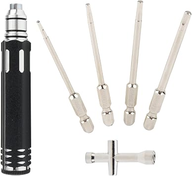 طقم أدوات RC 4 في 1 طقم مفك البراغي وميني 4-Way Cross Wrench ، 1.5mm 2.0mm 2.5mm 3.0mm Hex Screw Driver Bits for RC Cars Helicopter Boat Drone Models