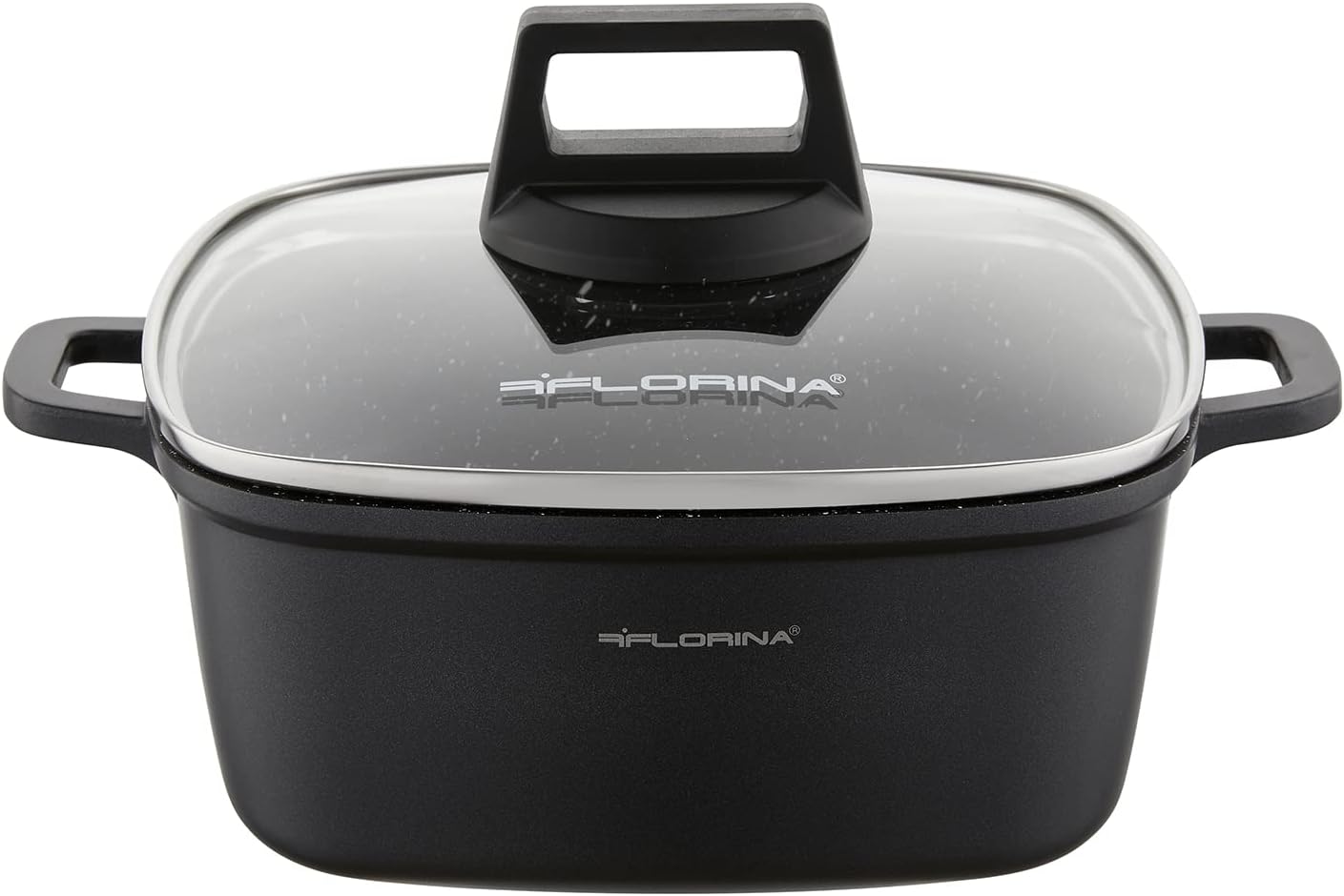 FLORINA Aluminium Koekenpan I 20 Cm Diameter I Universele Pan DELUX I Antiaanbaklaag I Krasbestendige Pan I Inductiebodem I Pan Geschikt Voor Inductiekookplaat Gasfornuis Elektrisch Fornuis Zwart
