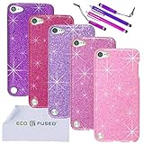 iPod Touch 5 Case Bundle including 5 Bling Glitter Hard Cases for iPod Touch 5th Generation / 4 Stylus Pens / 2 Screen Protectors / 1 ECO-FUSED Microfiber Cleaning Cloth - Perfect for Girls - (Dark Purple, Purple, Pink, Light Pink, Hot Pink)