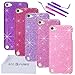 iPod Touch 5 Case Bundle including 5 Bling Glitter Hard Cases for iPod Touch 5th Generation / 4 Stylus Pens / 2 Screen Protectors / 1 ECO-FUSED Microfiber Cleaning Cloth - Perfect for Girls - (Dark Purple, Purple, Pink, Light Pink, Hot Pink)