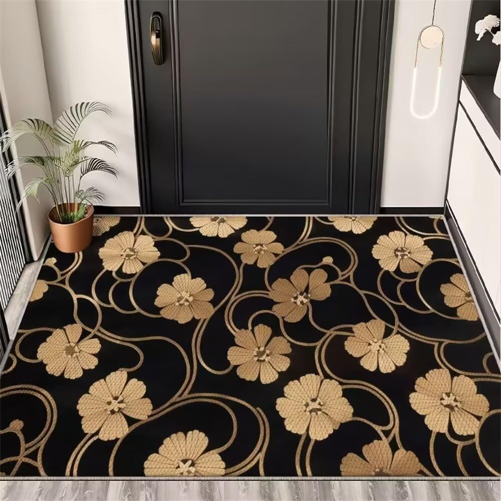 Tapis de jeu grand format 250x300 cm au design floral noir élégant pour chambre d'enfant
