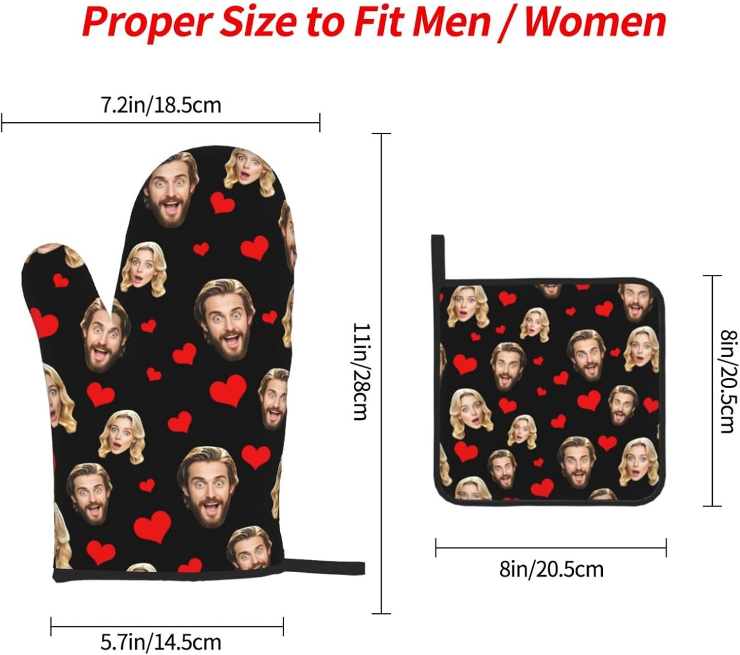 Personalized Oven Mitts - Custom Oven Mitts and Pot Holders with Your Face Funny Baking Gifts for Women for Kitchen Cooking, BBQ Christmas, Thanksgiving Gift
