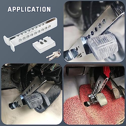 Image of Auto Hub Stainless Steel Anti Theft Lock for Car, Brake Pedal Key Lock. Clutch Lock for All Cars,Silver