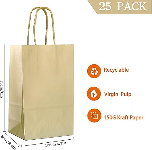 Miniatura 206 de Azowa - Bolsas de papel de estraza con asas para cosas para fiestas, para llevar regalos también