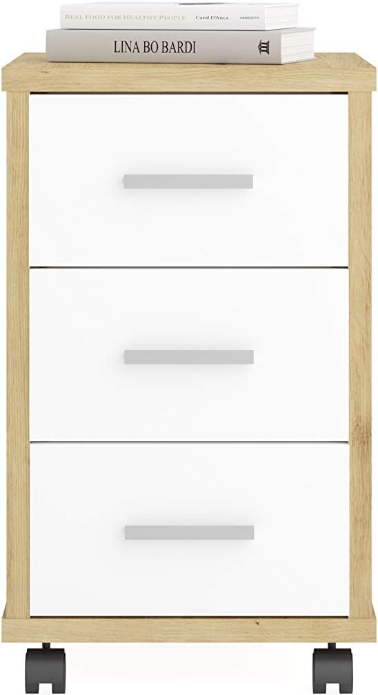 Möbel, 367-002E Diego 5 Rolling Containers Chipboard Sandy Oak/High-Gloss White Dimensions 35.0 x 53.6 x 42.0 cm (W x H)