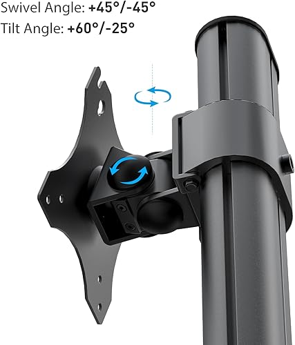 Miniatura 4 de Elevador vertical de monitor resistente para dos pantallas de 17 a 49 pulgadas con giratorio, inclinación, soporte de monitor de 33 libras, altura