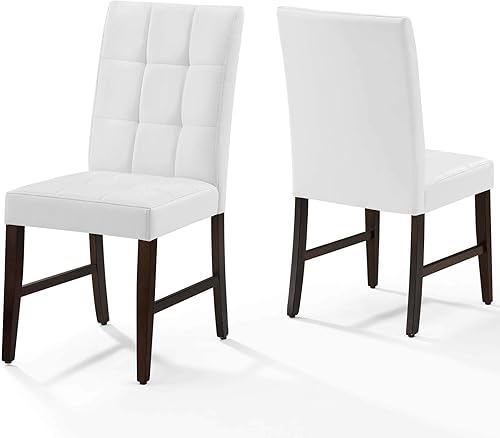 Modway Promulgate Biscuit - Juego de 2 sillas auxiliares tapizadas de piel sintética para comedor, color blanco