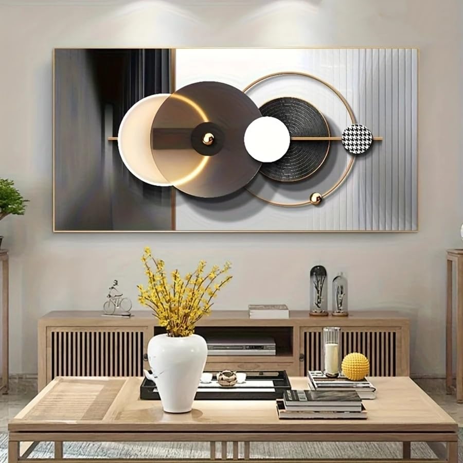 LTjiajuypd Quadro su tela con stampa astratta moderna, decorazione murale con linee circolari per soggiorno, poster e corridoio (70x140 cm)