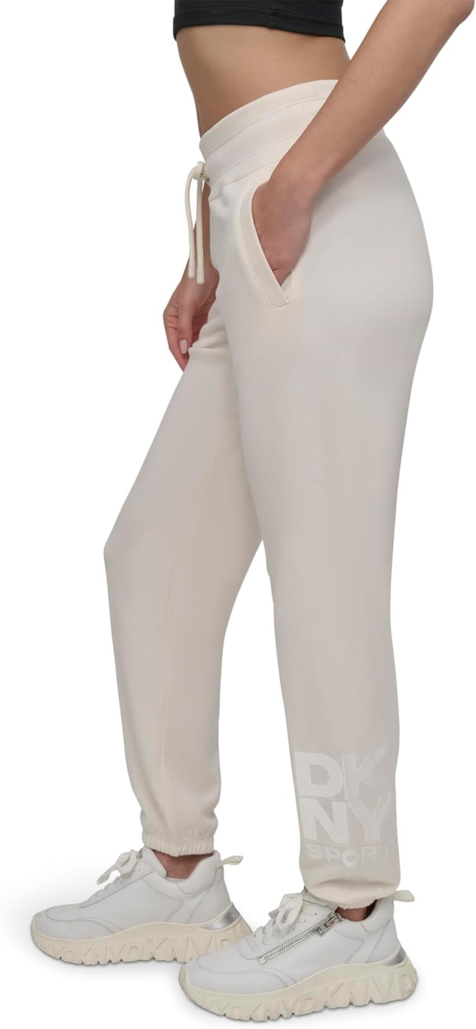 DKNY womens Stacked Logo Drawstring Waist Jogger Sweatpant - Image 2