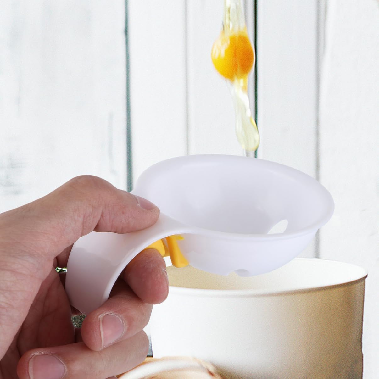 Egg Separator Divider with Arc Handle, Silicone Buckle for Cooking