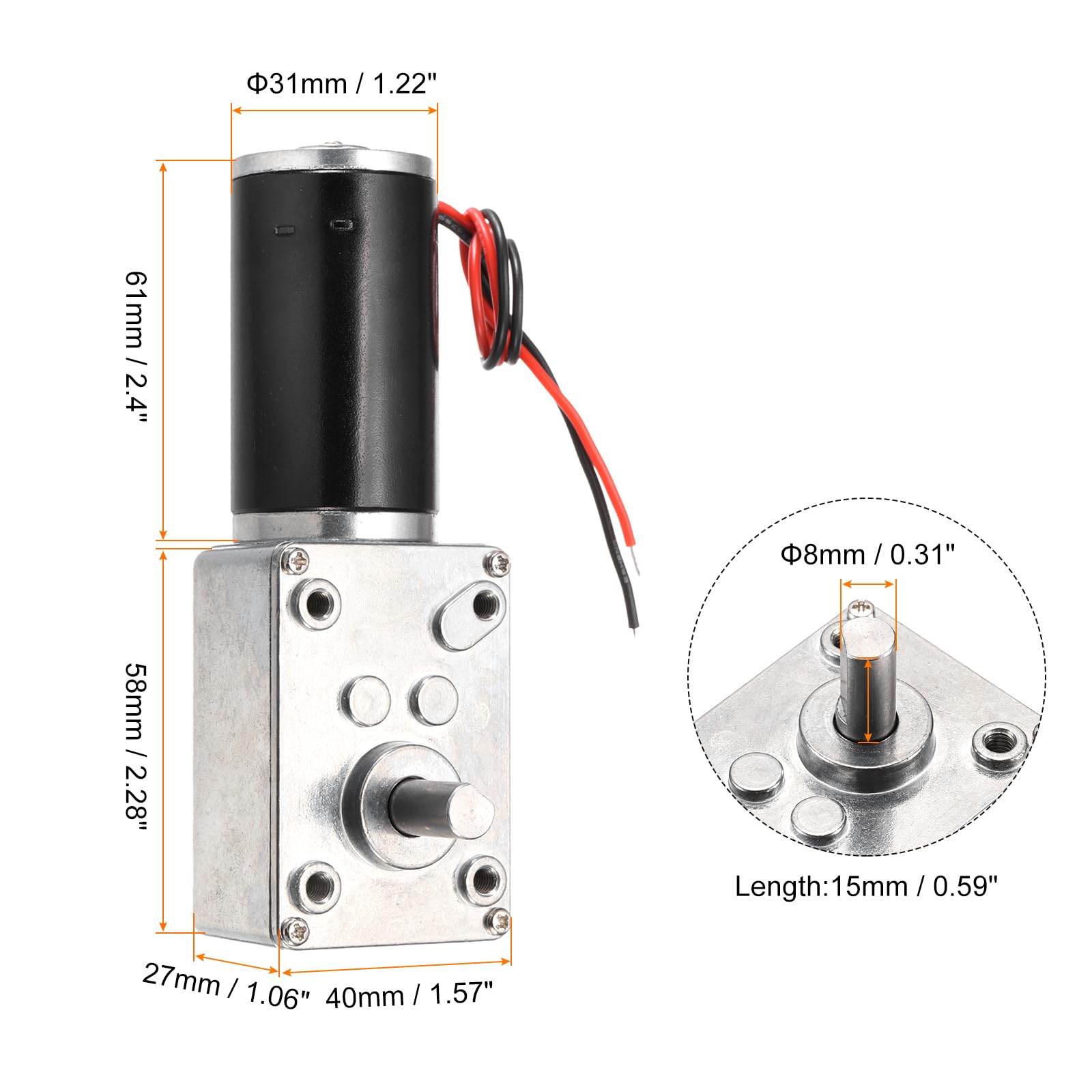 sourcing map Motor reductor reversible 12 V CC 10 RPM 8 mm eje D engranaje helicoidal alto par