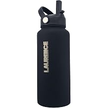 Personalised Water Bottle 1 Litre | Double Walled Vacuum Sealed | BPA Free | 12 Hours Hot/24 Hours Cold | Reusable Leakproof | Office, Gym, Hiking, Kitchen Ink Black