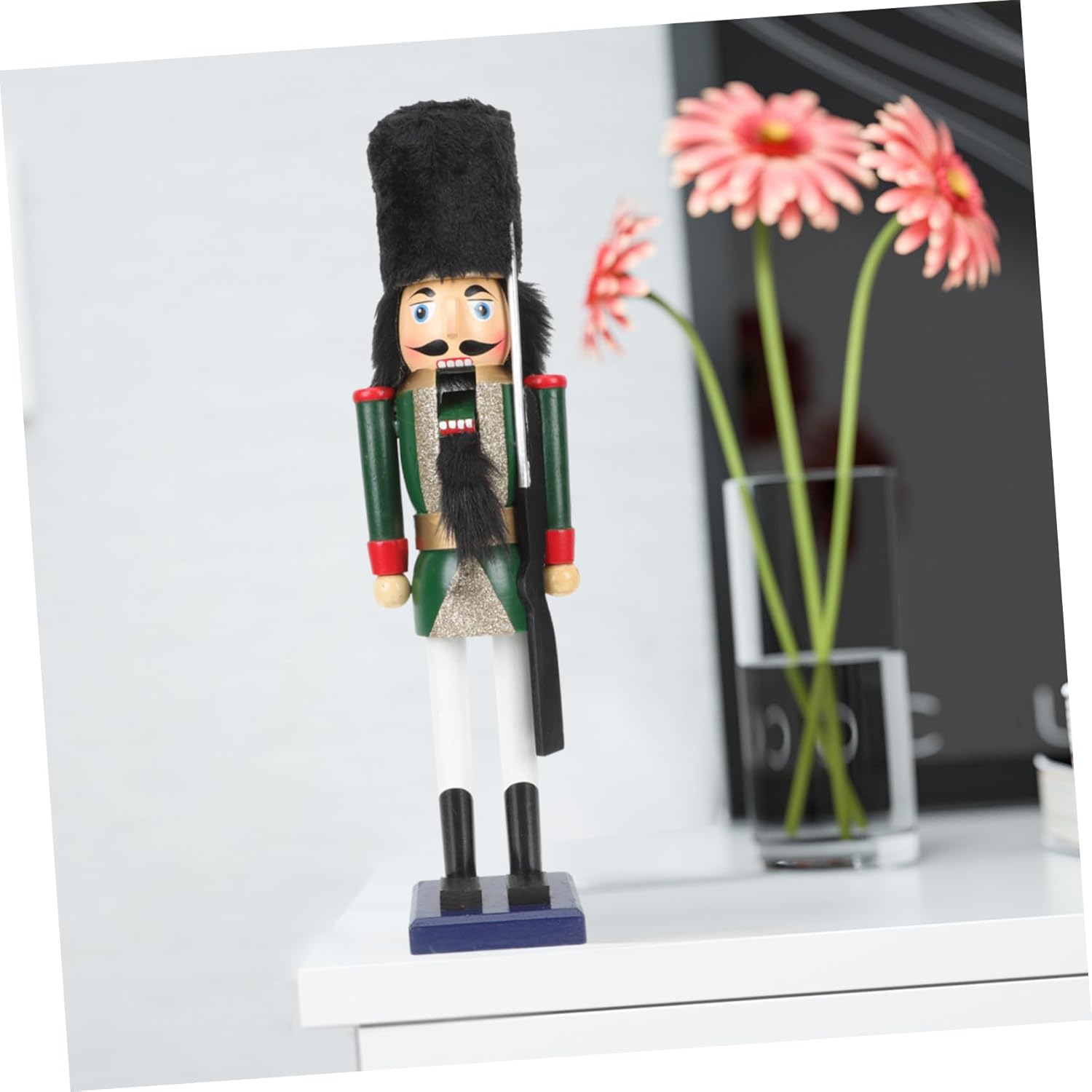 PRETYZOOM Wooden Nutcracker Soldier Ornament Hand-Painted Festive Decor for Weddings and Parties Unique Desktop Accessory Coat for Boys and Girls and Collectors
