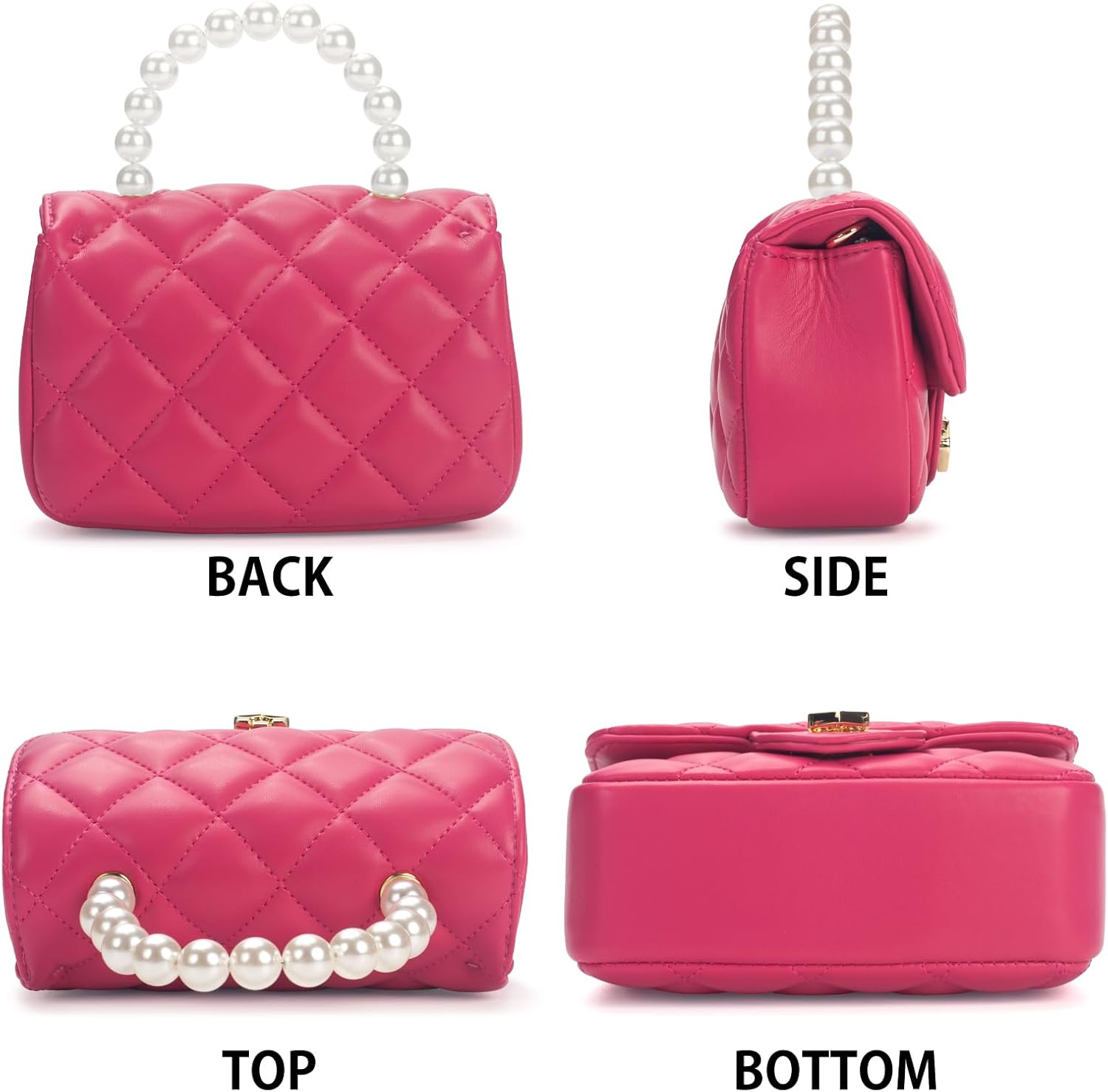 Girls Purses for Kids, Toddler Crossbody Bag with Pearl Handle, Kids Chain Handbag Heart Purses for Girls - Image 5