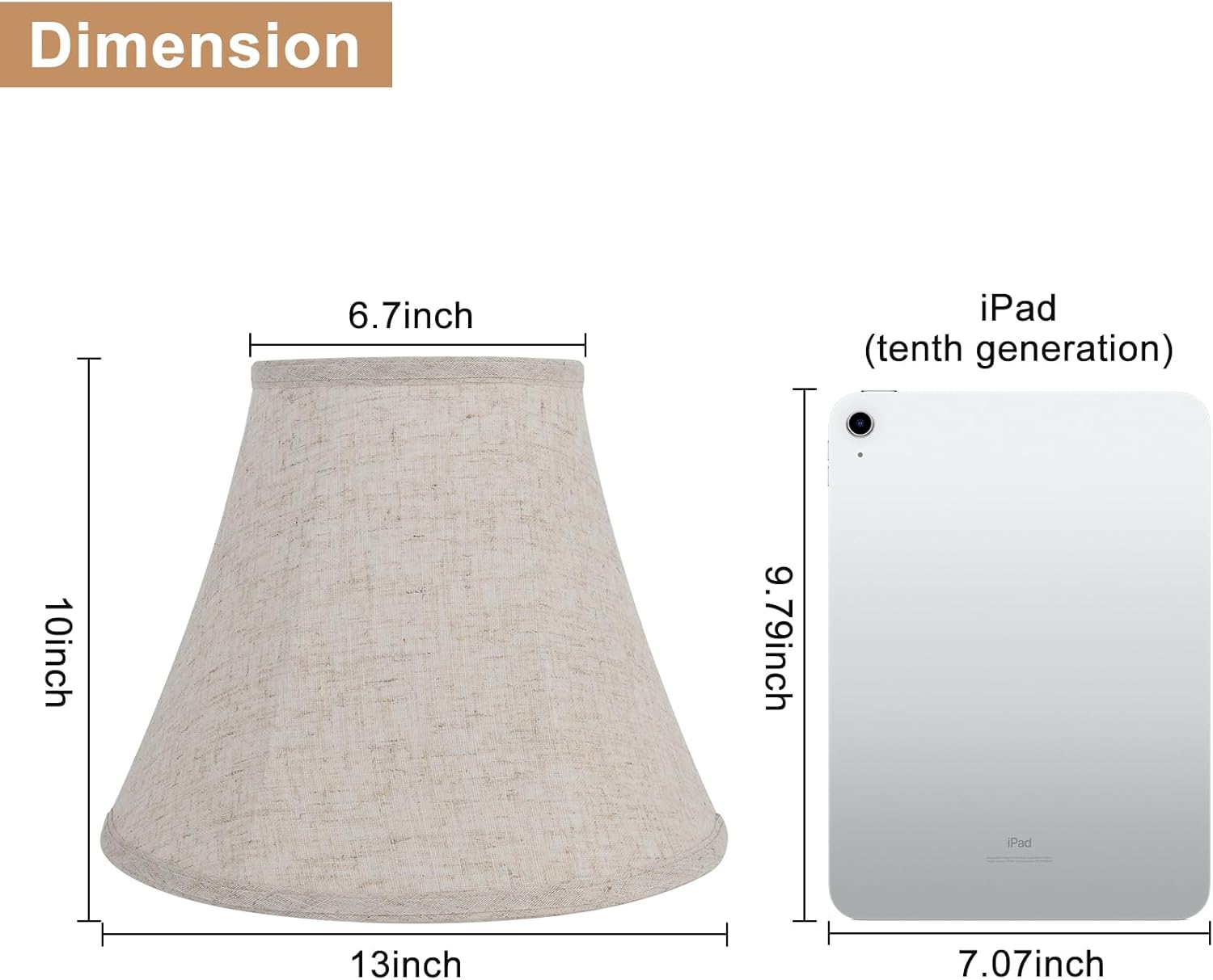 Octagonal Lampshade Set, 2-Piece, Oat-Colored Linen with Bamboo Joints, 6.7x13x10 Inches, E14/E26 Base Compatible (Oatmeal)