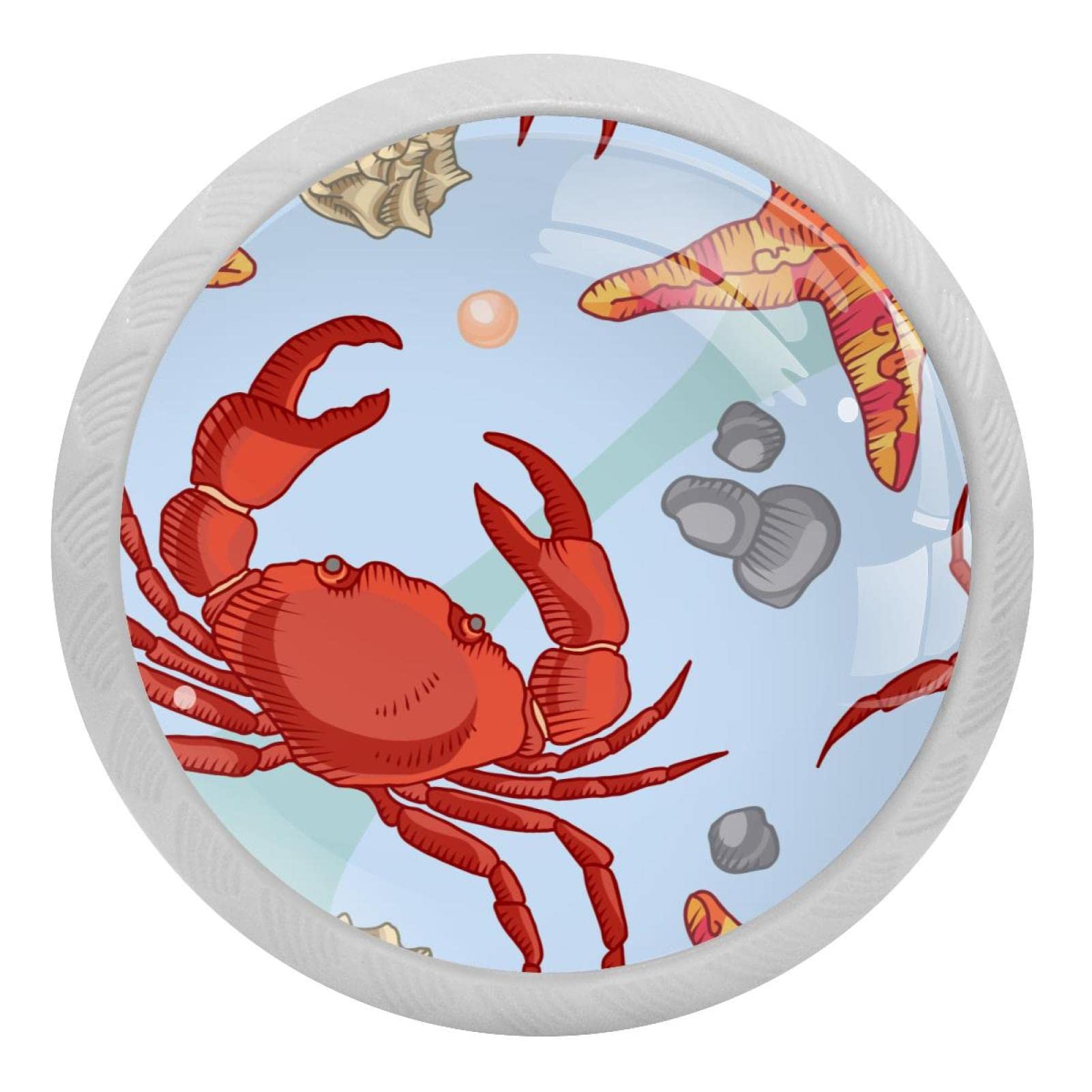 Boutons de tiroir fluorescents en forme de crabe et étoile de mer pour armoire de cuisine