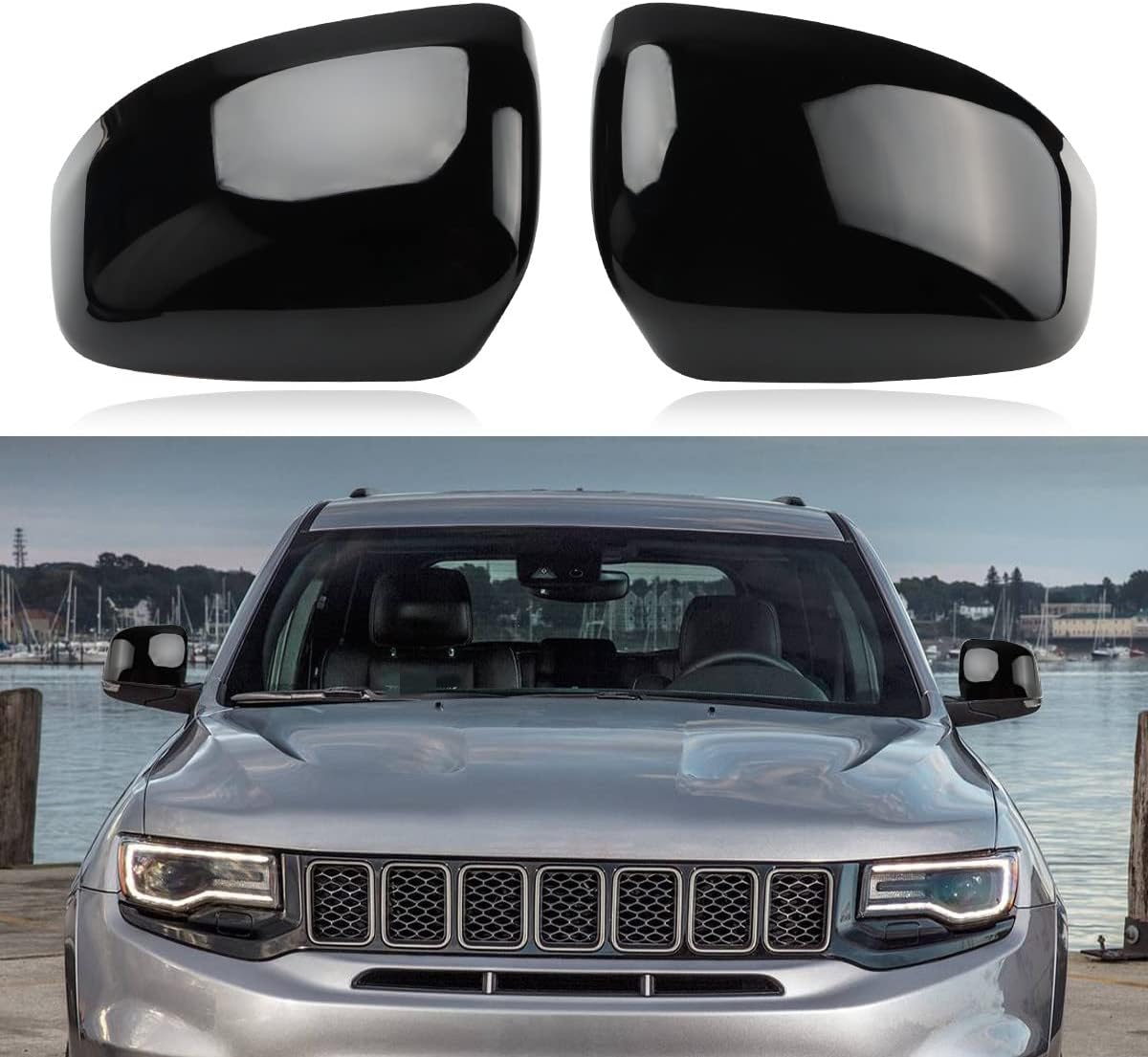 Car Exterior Door Handle Covers Rearview Mirror Cover Compatible for 2011-2021 Grand Cherokee Accessories for Durango 2021-2011 Black Door Handle Protector with Side Mirror Cap Gloosy Black