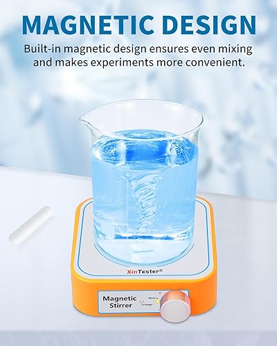 Miniatura 2 de Xin Tester Mini agitador magnético de 3000 RPM, mezclador magnético de laboratorio recargable máximo de 3 litros con 4 barras de agitación