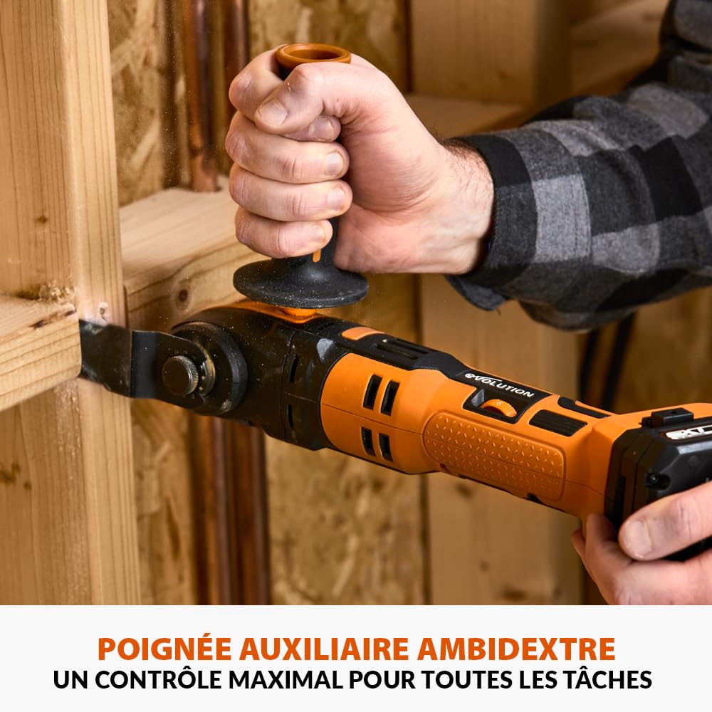Evolution Power Tools R18MLT-Li Outil Multifonction Sans Fil Alimenté Par Batterie 18 V Li-Ion, Polyvalent Et Multi-Matériaux Pour Couper, Façonner, Gratter Et Poncer | Batterie Non Incluse