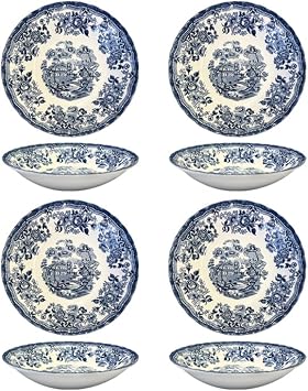 Churchill New Royal Wessex Tonquin Blue Chelsea 9" Pasta Bowl - Set of 4, Made in England