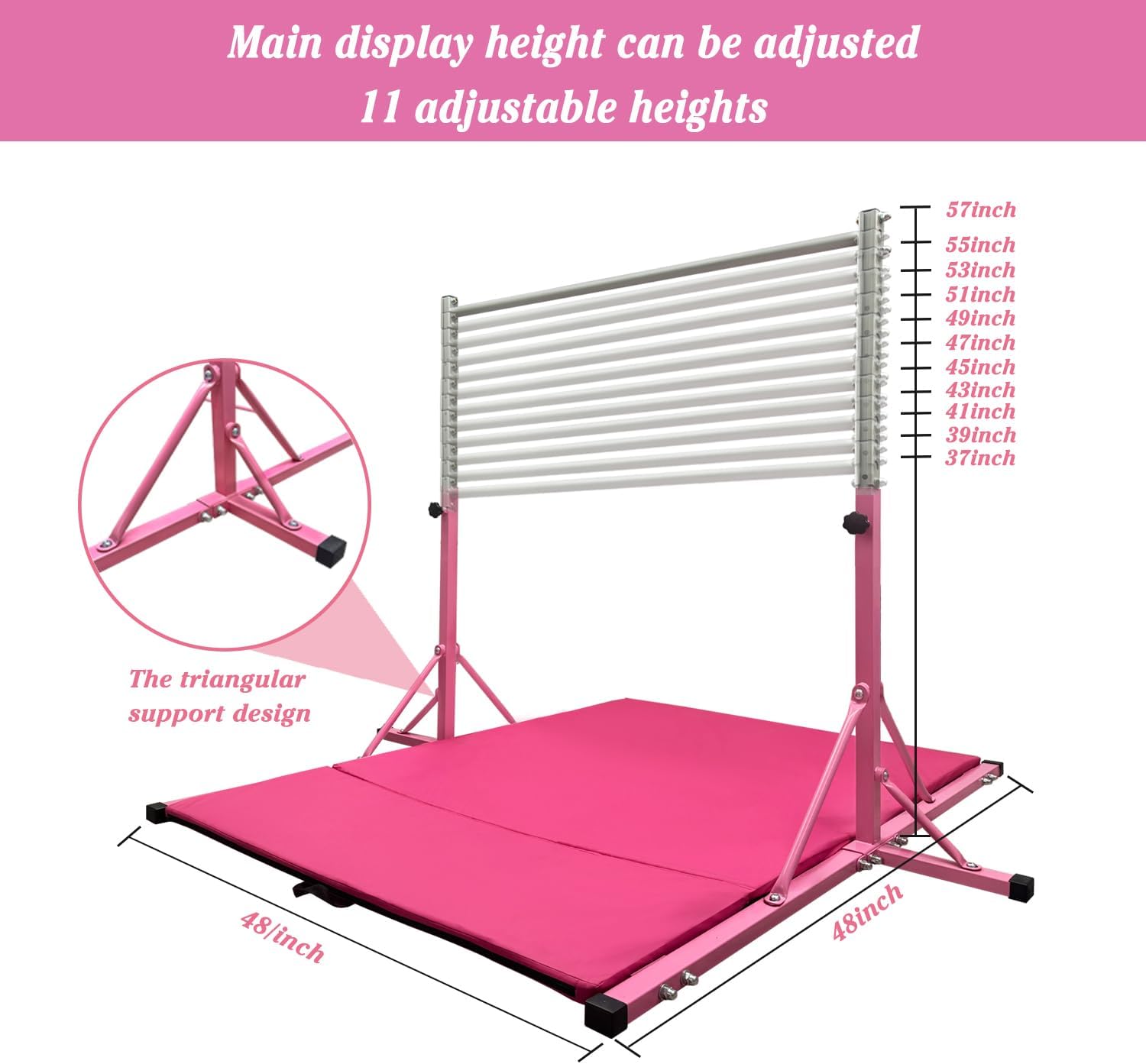 Gymnastics Kip Bar for Home Indoor Training,Horizontal Bar for Kids Girls Junior,Adjustable Arms from 3' - 5' Gym Equipment,1-4 Levels,300lbs Weight Capacity