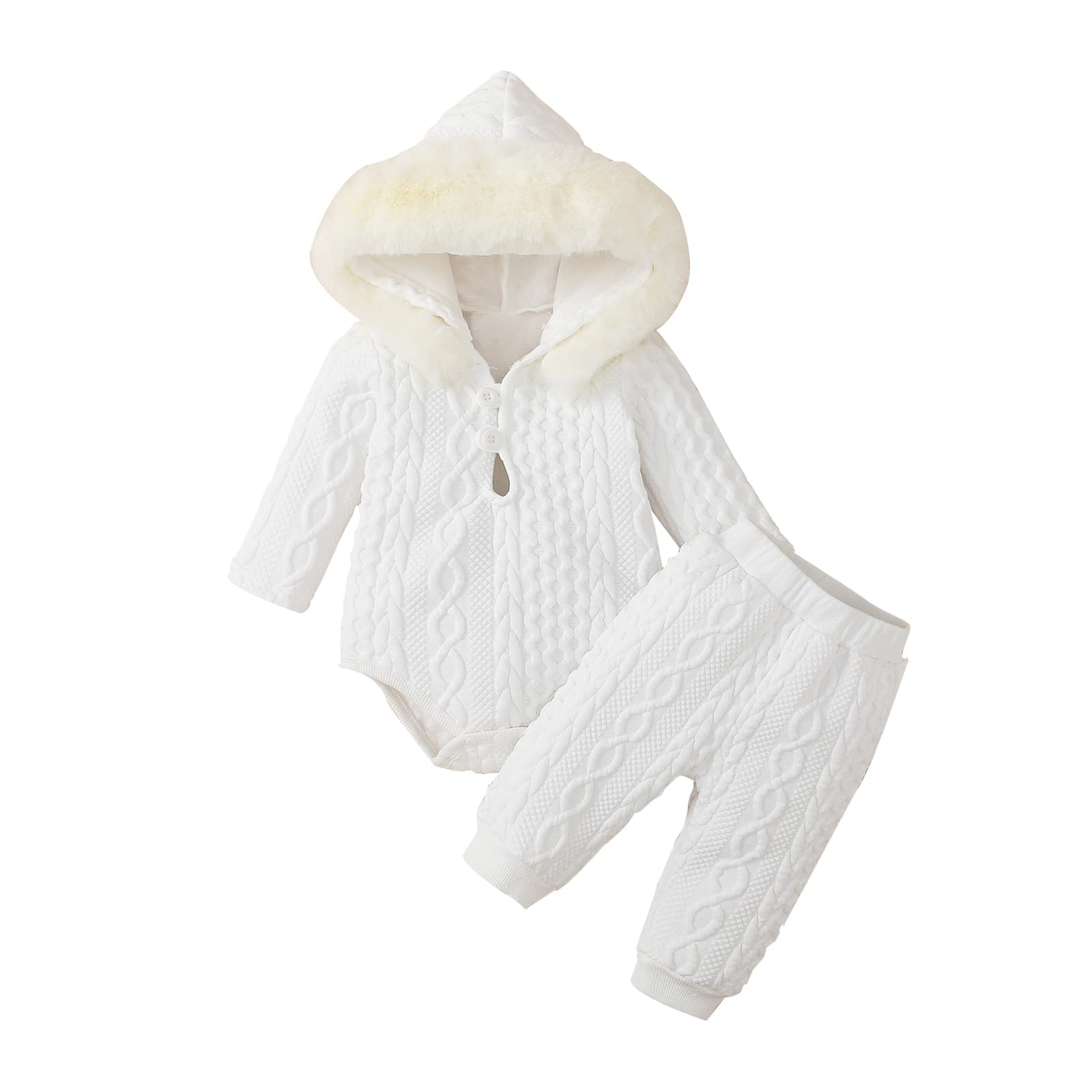 MIEKISABaby Clothing Sets Girls Hooded Long Sleeve Romper and Pants Outfit