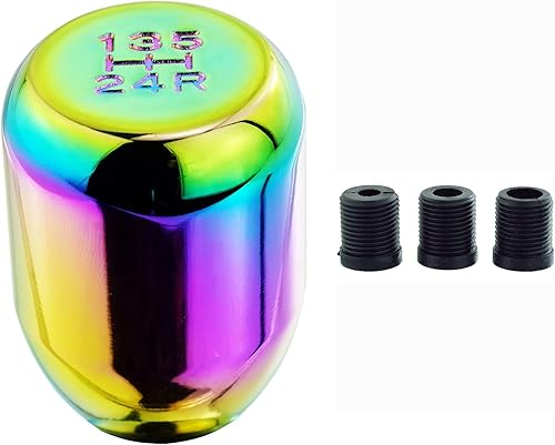 Miniatura 5 de Abfer Pomo de palanca de cambios con peso de 5 velocidades, mango de palanca de cambios para la mayoría de vehículos manuales, multicolor