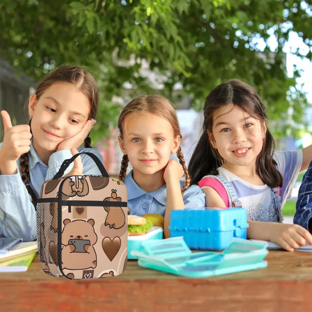 Capybara Lunch Box, Capybara Themed Insulated Lunch Tote Bag, Portable Lunch Box for Office, Travel, Picnic, Beach - Perfect Capybara Gift