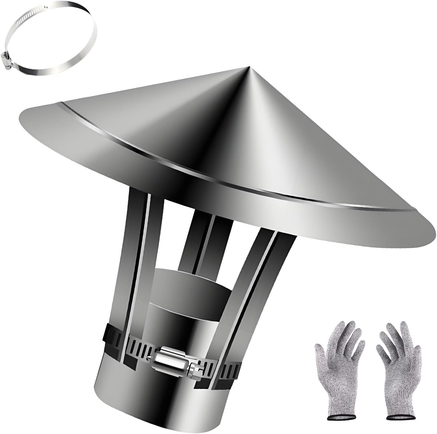 Stainless Steel 6 inch Chimney Cap, 8 10 12 inch Stove Pipe Cap for Outside, Round Fireplace Chimney Caps, Adjustable Roof Rain Cap Vent Cover(210mm/8.3in)