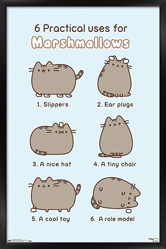 Trends International Pusheen - Póster de pared de malvavisco, 22.375 x 34 pulgadas, versión enmarcada negra