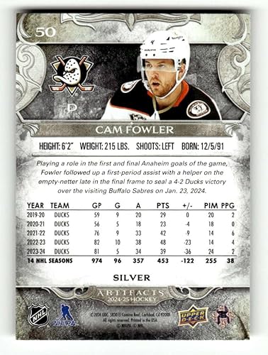 Miniatura 2 de 2024-25 Artifacts #50 Cam Fowler Anaheim Ducks NHL Hockey Base Trading Card