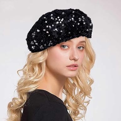 Berretto Basco Nero Con Paillettes Per Donna – Elegante, Luminoso E Perfetto Per Ogni Occasione Autunnale E Invernale! - 4