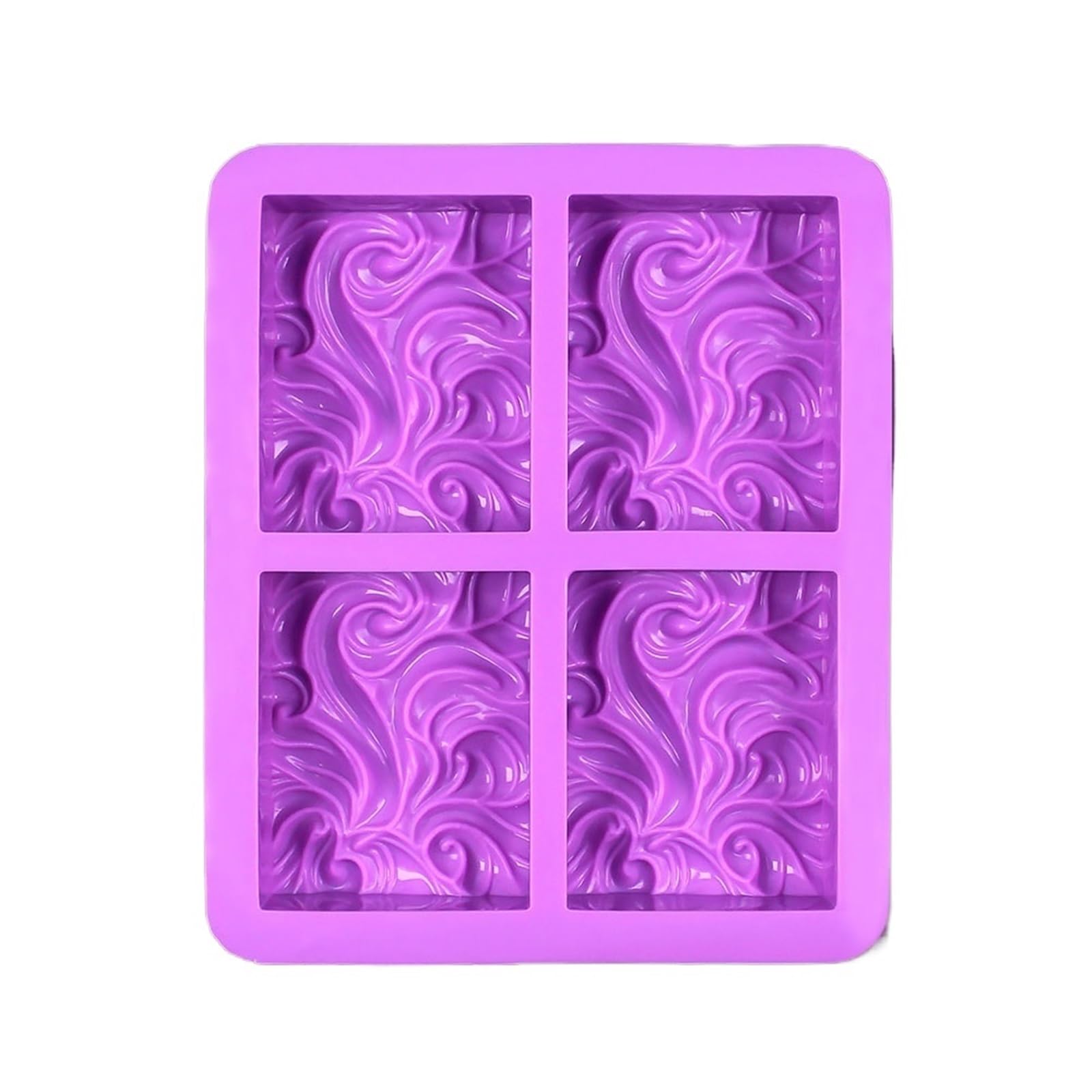 Wave Flower Square Handmade Soap Silicone Molds Cake Baking Mold DIY Aromatherapy Gypsum Essential Oil for Making Soaps Bar(Style A)