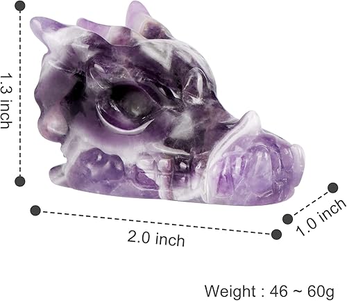 Miniatura 8 de Artistone Piedra de glaucophane con cabeza de dragón y calavera tallada con anfíbole azul, estatua de dragones de cristal, figuras de piedra