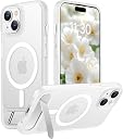 Magnetic Compatible with iPhone 15 Plus Case & iPhone 14 Plus Case, [Built-in Invisible Kickstand][Compatible with MagSafe][Military Grade Shockproof] Slim Translucent Matte Phone Case 6.7"