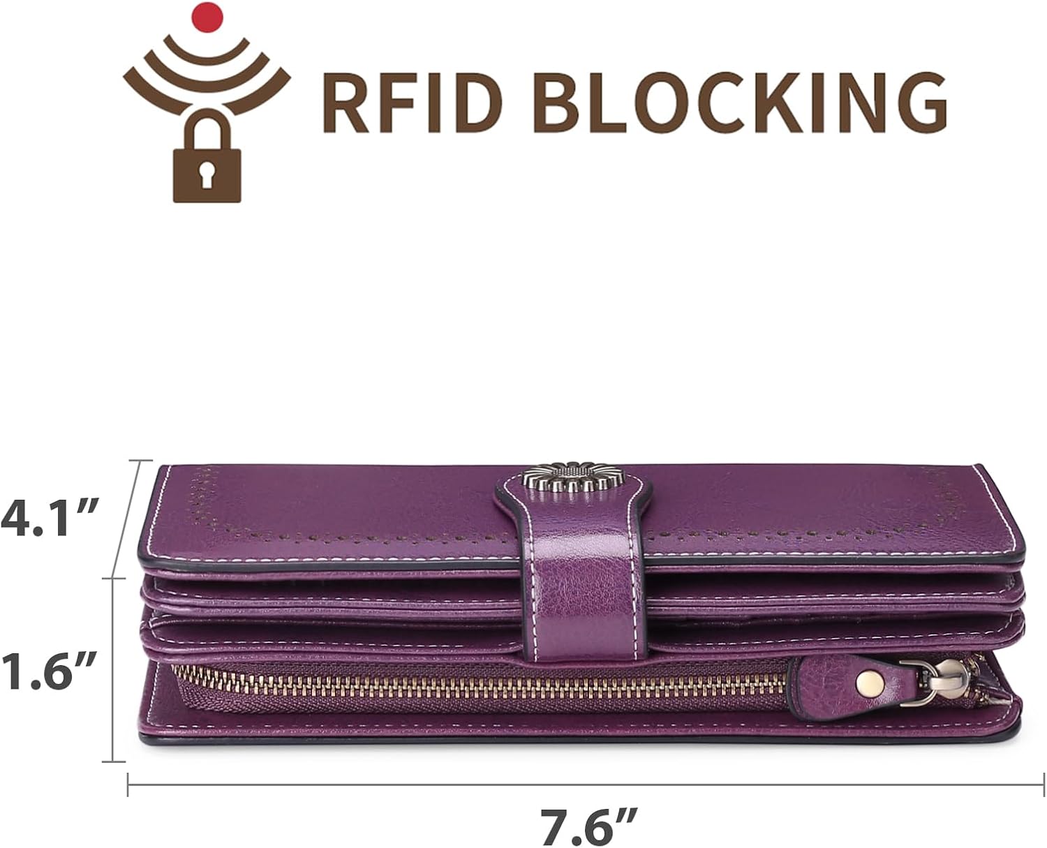 SENDEFN Wallets for Women Leather Credit Card Holder with RFID Blocking Large Capacity Wristlet | with RFID Blocking, Large Capacity, Wristlet, with RFID Blocking, Large Capacity, Wristlet - Image 3