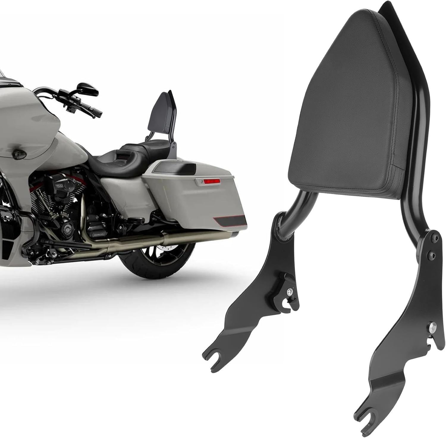 25" Detachable Sissy Bar Backrest for Harley Davidson Touring, Motorcycle Heavy Duty Steel Passenger Backrest Compatible with Street Glide/Road Glide/Road King/Electra Glide 2009-2024 (Black)