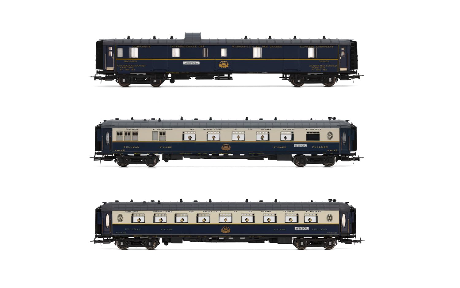 Hornby Rivarossi HR4391 CIWL, 3-unit pack Edelweiss Pullman Express, set 2/2 (DD3, VPC Fleche d'Or + VP toile du Nord), ep. II Passenger Coaches