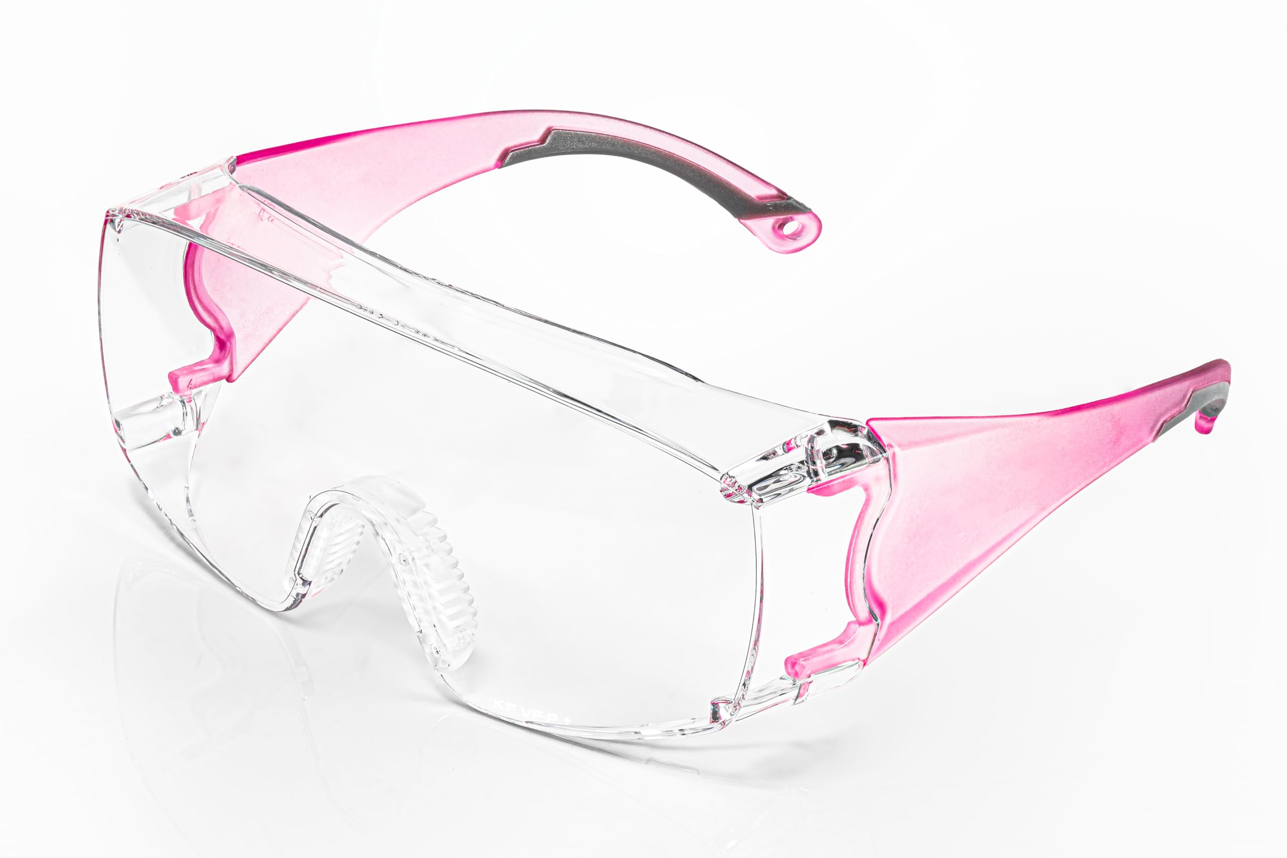 Koziface Safety Glasses for Men and Women White Blue Pink Over Eye Glasses Prescription Anti Fog Clear Lens Side Shields C31