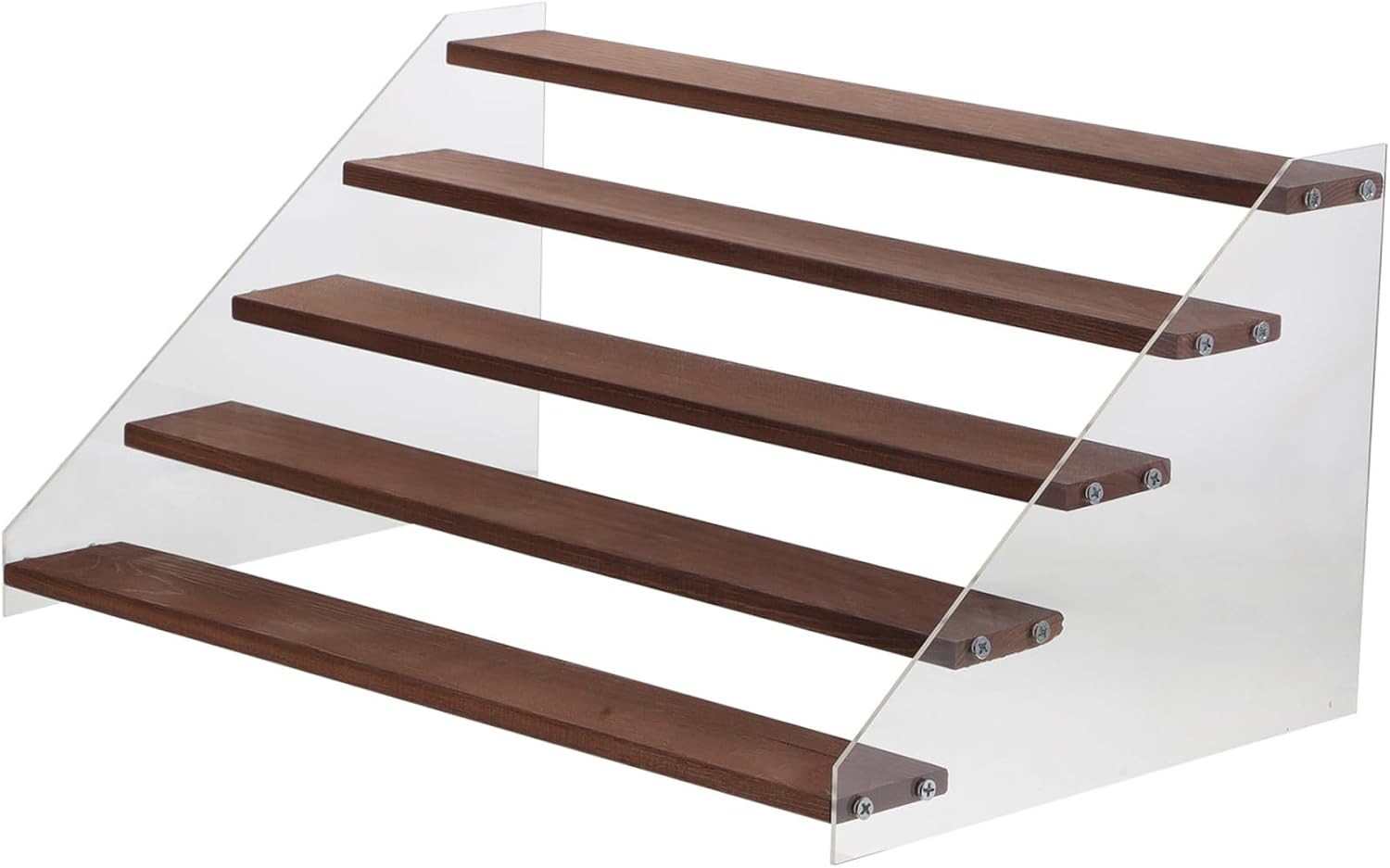 Elegant 5-tier Acrylic Riser Shelf Wood Toy Display Rack Figurine Stand
