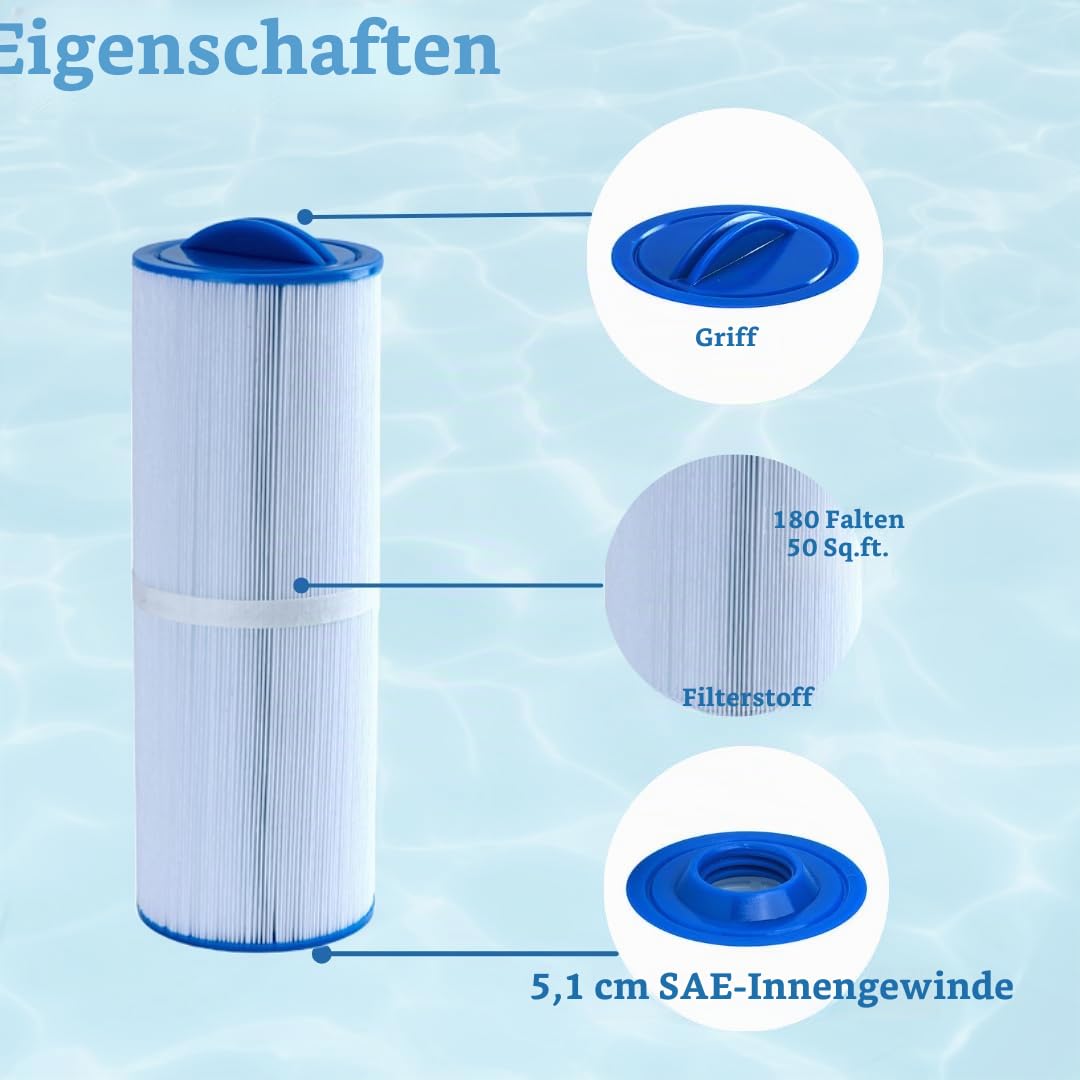 Malaka Spa-Filter kompatibel mit PWW50L, 4CH-949, FC-0172 Ersatz-Whirlpool-Filterkartusche 2 Stück