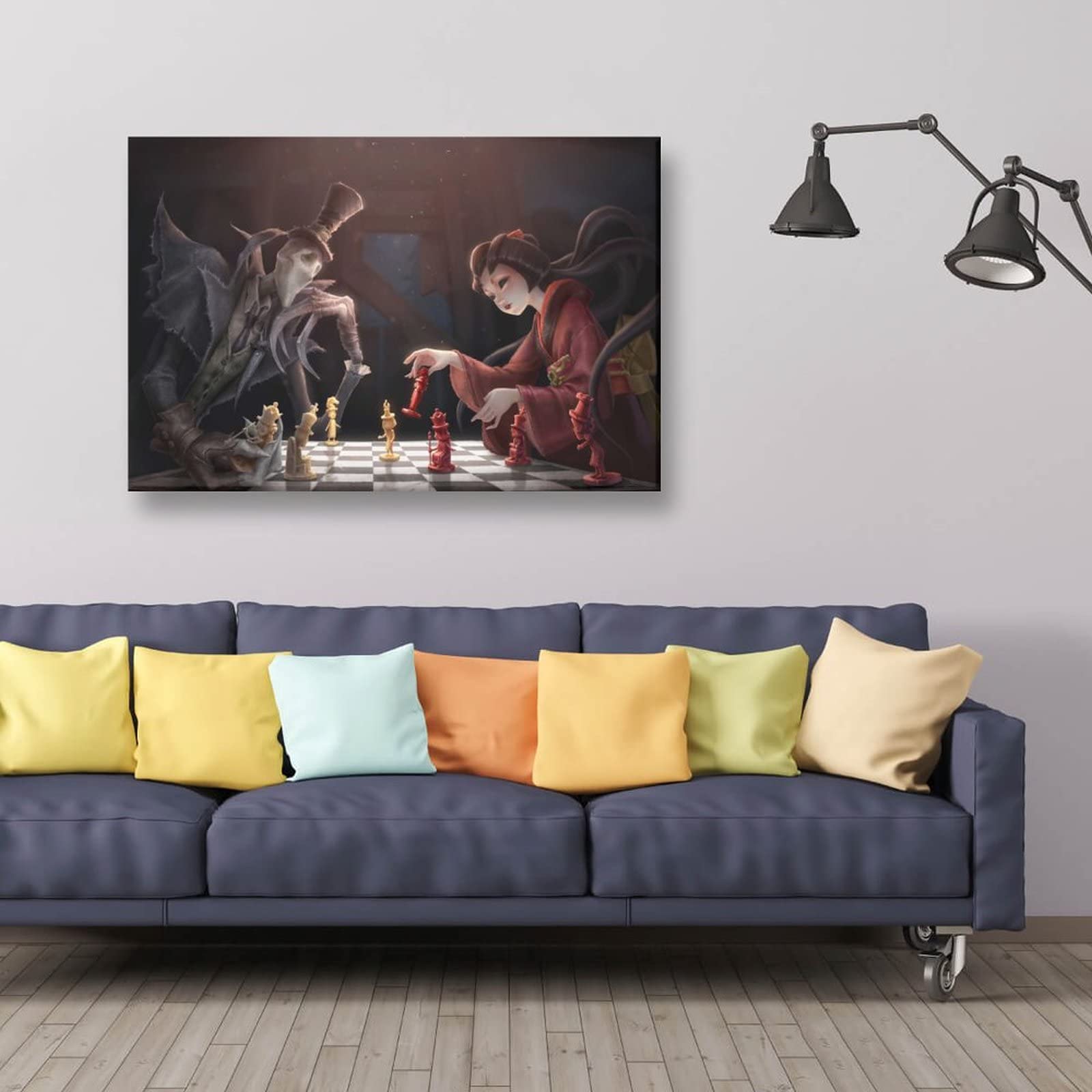 Amazon｜刈り取りと日本の人形のチェス盤のアートデッサン プリント