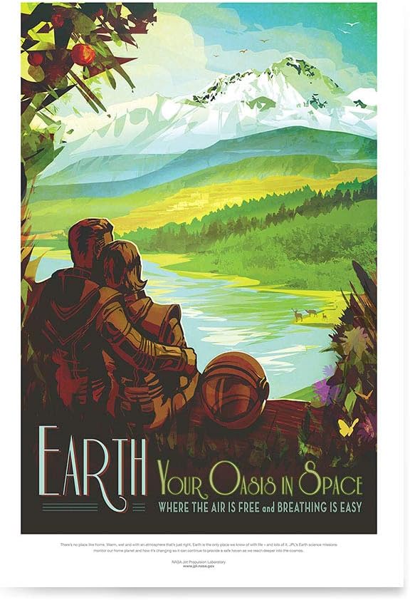 EzPosterPrints - Visions Of The Future, Nasa Space Tourism Posters - Nasa Art Print For School, Kids Room,Home Office Décor - Earth - 32X48 Inches